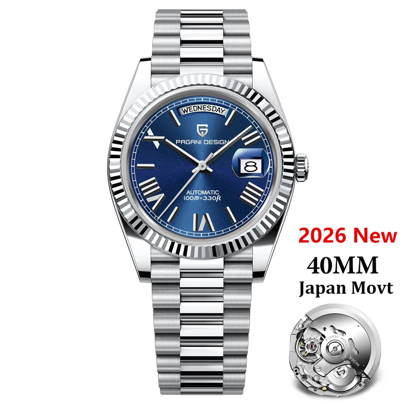 PAGANI DESIGN Men's Watches DD40 Gold White Luxury Automatic Watch Japan Movt Date Week Mechanical For - Visuel 7 | SAMAG