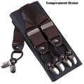 Men's Casual Fashion Leather Suspenders Adjustable High Quality Belt Strap Braces with 6 Clips