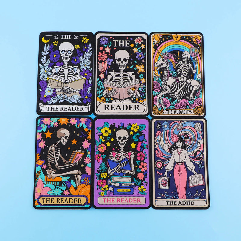 Skeleton Tarot Iron On Patch Clothes Patch For Clothing ADHD Embroidered Patch Garment Apparel Accessories Sewing Stickers