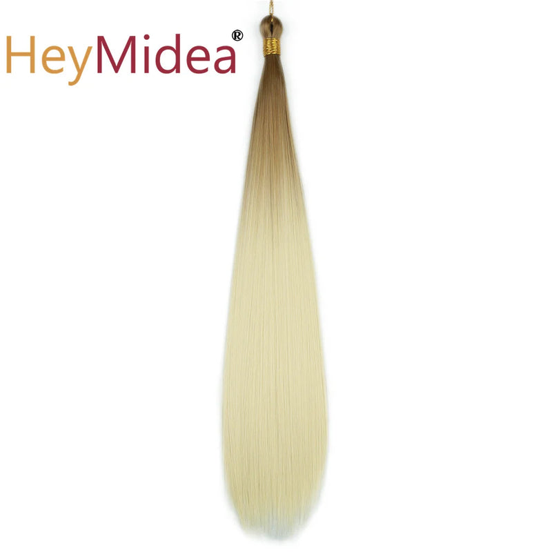 22-28Inch Straight Pony Hair Bundles Crochet Braids Hair Silky Colorful Synthetic Braiding Hair Ombre Synthetic Hair For Women