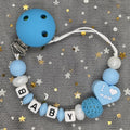 Free Custom Personalized Name Pacifier Clips Handmade Beech Wood Chain Silicone Crown Holder Soother Baby Teething Toy Chew Gift