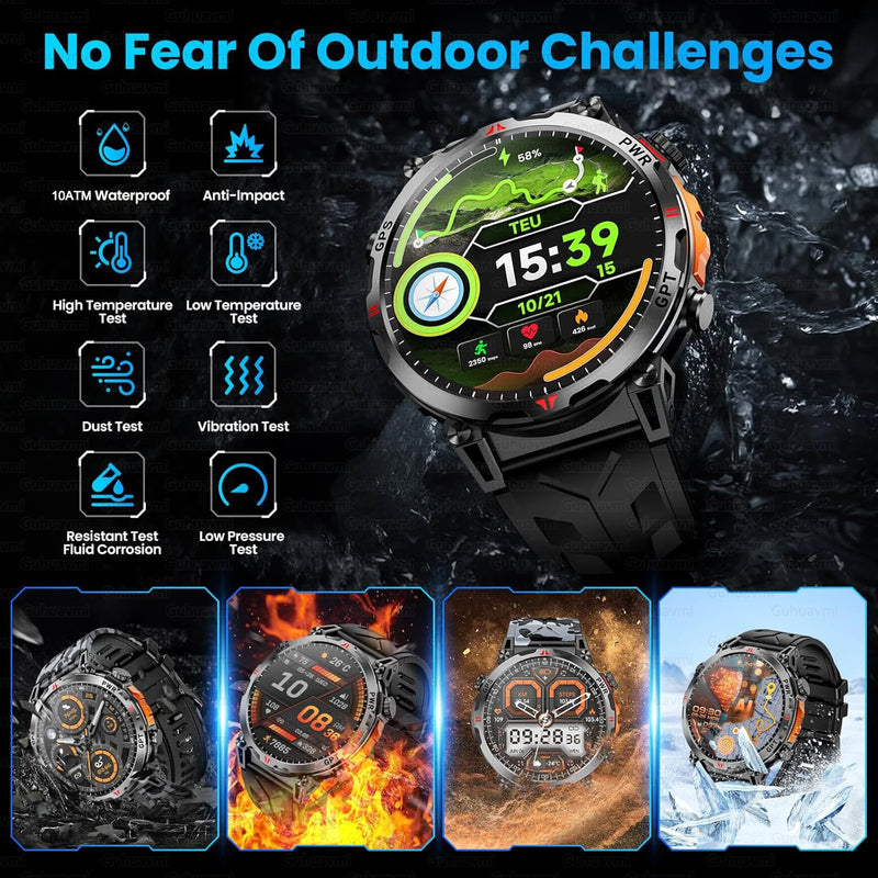 2026 New Outdoor GPS Sports Smartwatches Men Compass 10ATM Waterproof 24/7 Health Monitoring Chat GPT Bluetooth Call Smart Watch