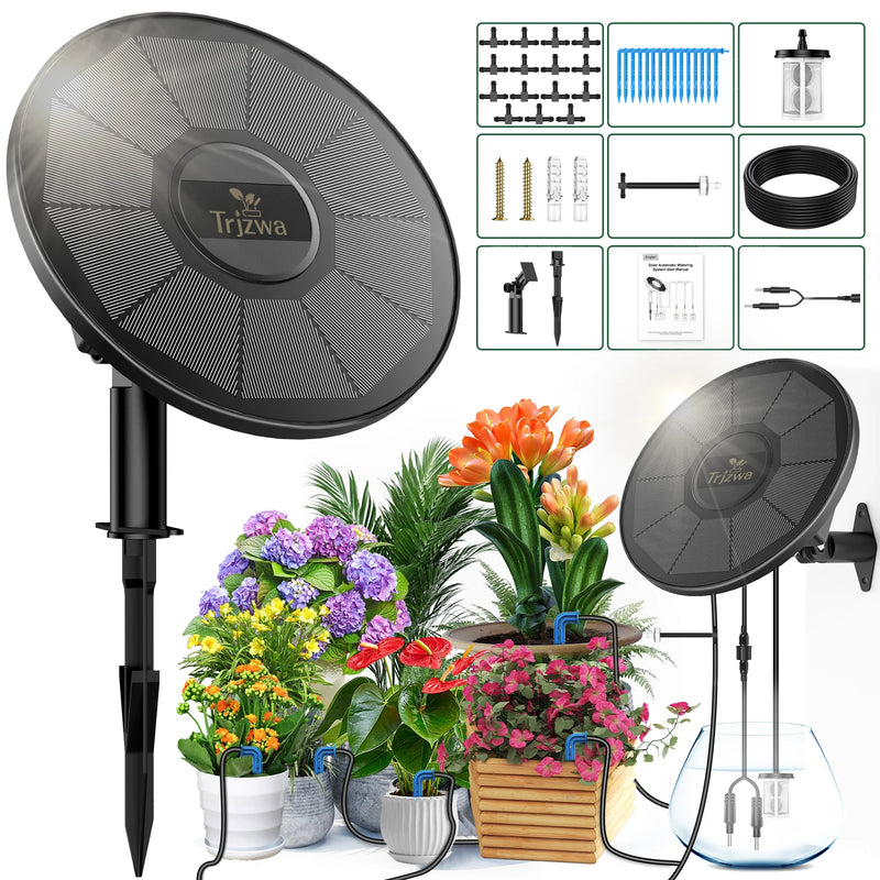 Solar Drip Irrigation System, Automatic Watering System with Battery Timer Modes for Potted Plants for Balconies, Garden Balcony