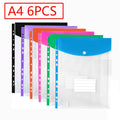 6/12pcs A4 11 Holes Binder Pocket Organizer Folders Transparent File Bag Document Pouch with Button Label for School Home Office