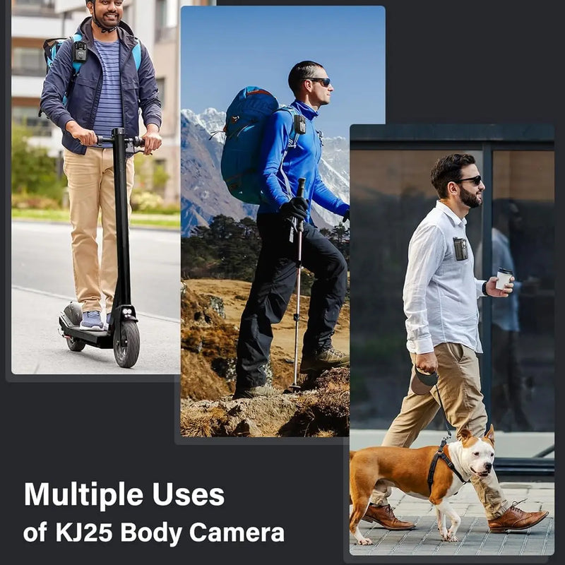 BOBLOV KJ25 1080p Action Camera 3000mAh Support 13Hrs Recording Bodycam Night Vision Mini Camerab Police Camera Pet Walking
