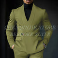 Chic Shawl Lapel Green Suits for Men High Quality Slim Fit Wedding Costume Homme Customized 2 Piece Jacket Pants Outfits Terno