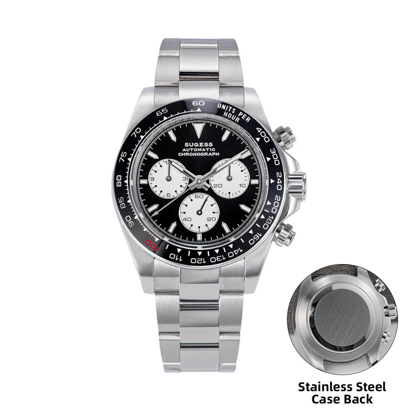 Sugess Panda Diver Chronograph Mens Watch Automatic Peacock SL-4801 Movement Luxury Waterproof Mechanical Wristwatches 2024 New