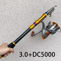 Fishing Rod and Reel Set 1.8-3.6m Carbon Telescopic Fishing Rod Pole with Metal Spool Spinning Reel Saltwater Freshwater Kits