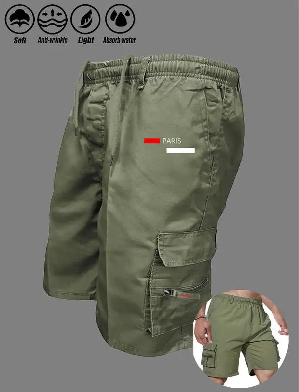 Paris Printed Casual Work Shorts Men's Multi-pocket Loose | SAMAG