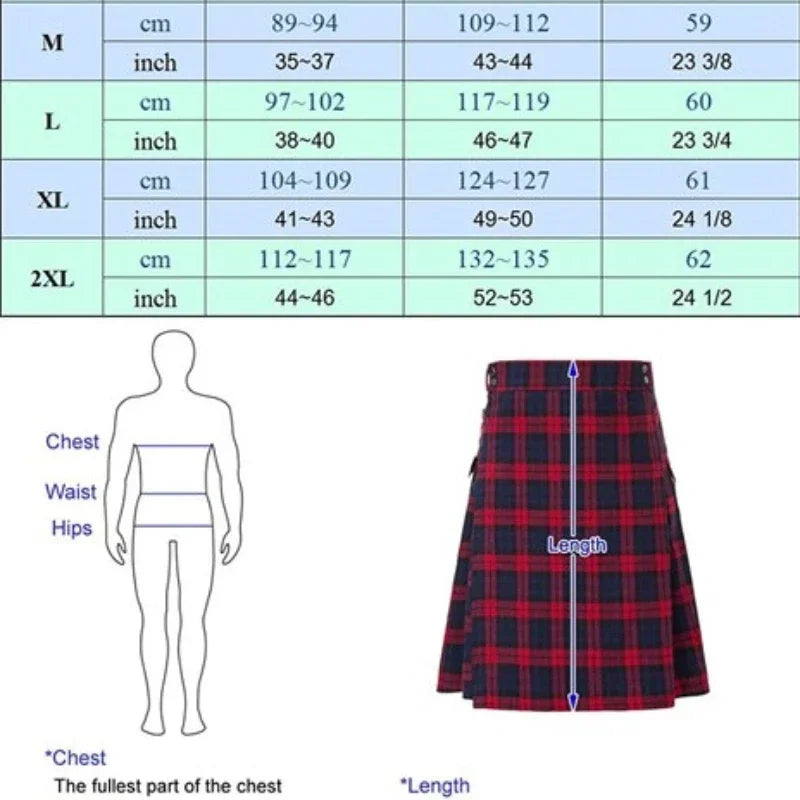 Kilt for Men Traditional Highland Tartan Utility Kilt Scottish Mens Kilt