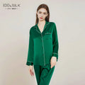 2025 Summer New Silk Pajamas Women's Long Sleeve Pants Lapel 100% Mulberry Silk Cool Home Clothes Set Pajamas Nightwear