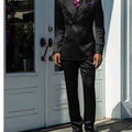 Fashionable Men Suits Satin 2 Piece Jacket Pants Sets High Quality Prom Party Blazer Double Breasted Peak Lapel Male Clothing