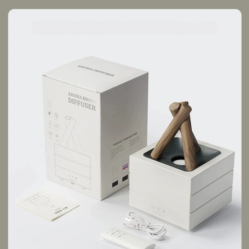 280ml Flame Aroma Diffuser USB Air Humidifier Colorful Atmosphere Light and Remote Control Bonfire Essential Oil Aroma Diffuser