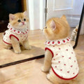 Fashion Ruffled Collar Cat Strawberry Vest Cherry Pattern Breathable Pet T-shirt Soft Thin Dogs Short Sleeve Daily Use