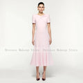 Customized Mermaid Cocktail Dress Pink O Neck Short | SAMAG