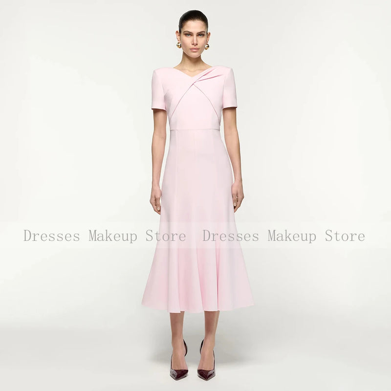 Customized Mermaid Cocktail Dress Pink O Neck Short | SAMAG