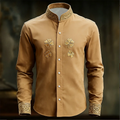New Men's Floral Long Sleeved Shirt with Gold 3D Clover | SAMAG
