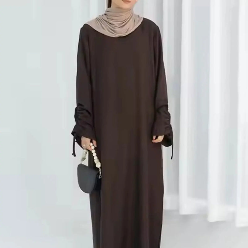 Eid Islamic Modest Dress for Women Abaya Lace-up Sleeve | SAMAG