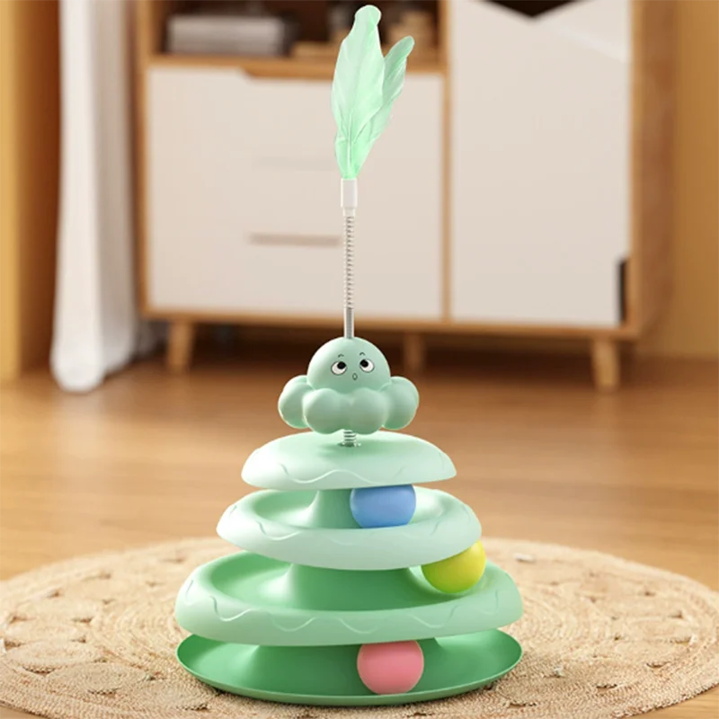 Pet Three-layer ball cat Turntable Octopus-shaped teasing cat stick to relieve boredom toys Fun Puzzle Game pet supplies