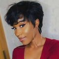 PIxie Cut Wigs for Black Women Human Hair Short Bob Wig Human Hair Wigs with Bangs Layered Style Bob Wigs for Women Machine