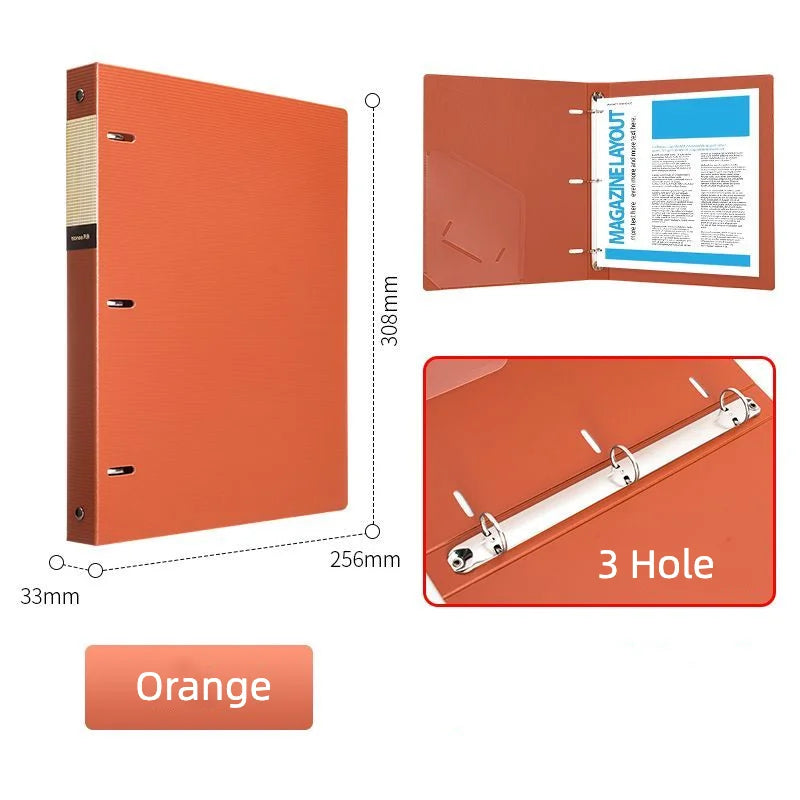 3 Hole Ring Binders File Folder Loose-leaf Binder Morandi Color Waterproof Document A4 Paper Storage