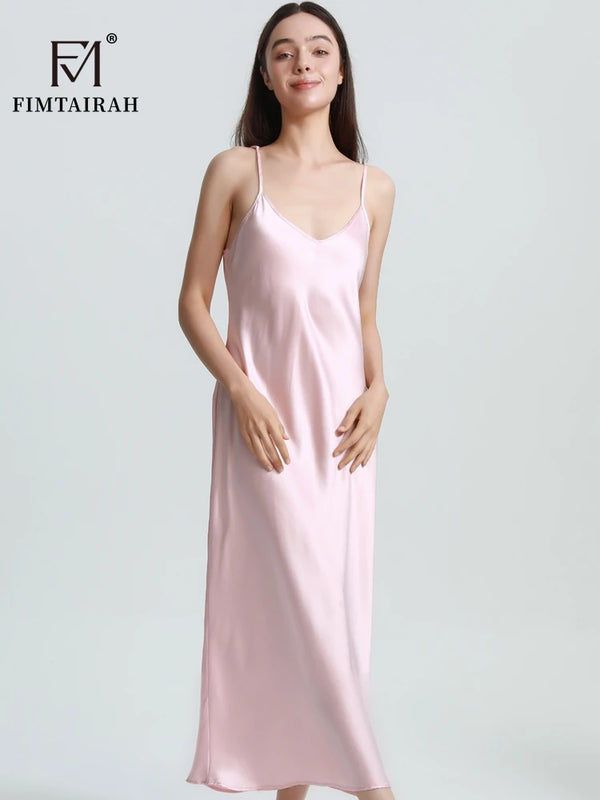 FIMTAIRAH   Sexy Comfortable  00% Mulberry Silk Nightdress  Silk home wear black  Silk Long Night Dress   Silk Nightdress Women1