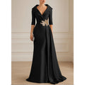 Black Formal Evening Dress Shirt Collar A Line Floor | SAMAG