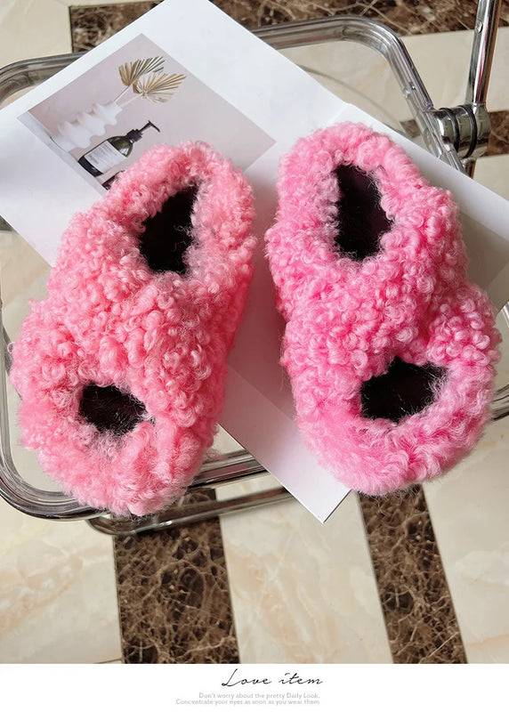 Real Wool Fur House Slippers Solid Color Cross Strap Fluffy Fur Slides Funny Comfortable Fuzzy Slippers Women's Shoes Trend 2026