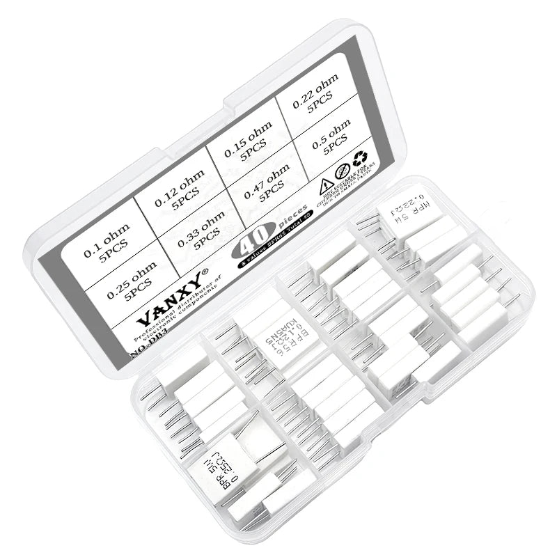 10pcs BPR56 5W 0.001 0.1 0.15 0.22 0.25 0.33 0.5 ohm Non-inductive Ceramic Cement Resistor 0.1R 0.15R 0.22R 0.25R 0.33R 0.5R