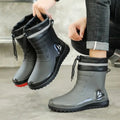 Men's New Short Rain Boots with Elastic Cuff Waterproof Non-Slip Soft Sole Work Rubber Shoes