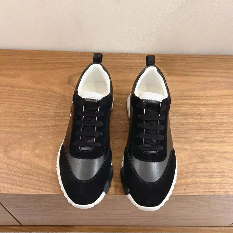New shoes fashion, individuality, women's leisure, fashionable flat sports shoes, leather mesh, breathable running, rubber