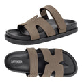 Women's Flat Sandals H Shape Double Strap Platform Slide Sandals Casual Slip On Flat Slippers Daily Casual Shoes