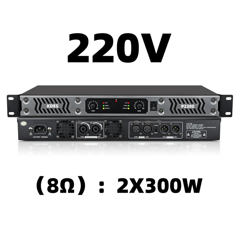 KDES PA/DJ Power Amplifier 2 Channel (8Ω) 300W and 4 Channel (8Ω) 350W Class D Digital 1U for Stage KTV Conference System