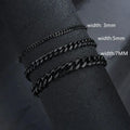 3 5 7mm Width New Trendy Cuban Chain Men Bracelet Classic Stainless Steel Chain Bracelet For Men Women Jewelry Party Gift