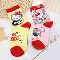 Sanrio 3 Pairs Four Seasons Women's Sweet And Cute Cartoon Hello Kitty Pattern Versatile Casual Sweat Absorbing Long Socks