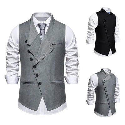 Men's Wedding and Party Vest with Diagonal Front Placket | SAMAG