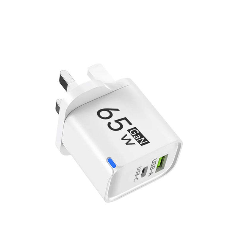 65W GaN Type C USB Fast Charge Chargers Dual Ports Cellphone Power Adapter For Samsung Huawei Xiaomi iPhone USB C Wall Charger