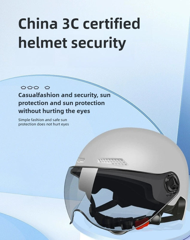 Bicycle Safety Helmet 3C Certified Men's and Women's Adult Children Cartoon Electric Bicycle Motorcycle Half Helmet with Goggles