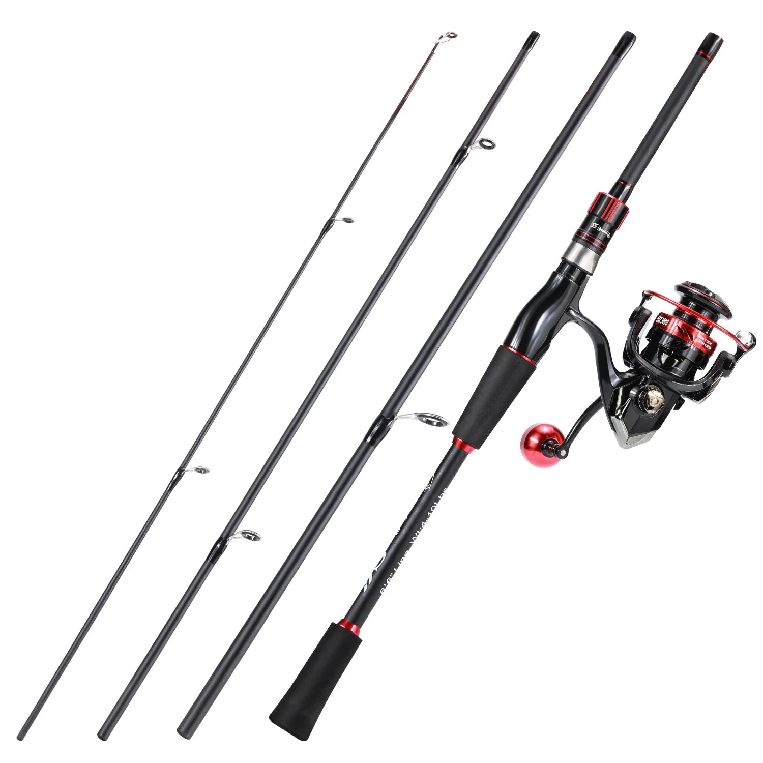 Sougayilang Spinning Fishing Combo 1.8m 1.98m 2.1m 4 Section Carbon Fiber Fishing Rod and 5.2:1 Gear Ratio Fishing Reel Pesca