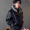 Good Quality PU Leather Faux Fur Leather Jacket Winter Coat Man Woman Vintage Casual Thicken Warm Leather Coat Outerwear