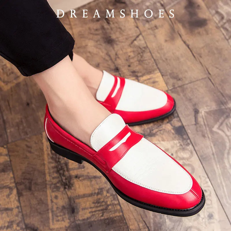 Italian Luxury Brand Patchwork  Loafers Men's Multicolor Leather Shoes Slip-on Fashion Soft-soled Casual Shoes Wedding Moccasin