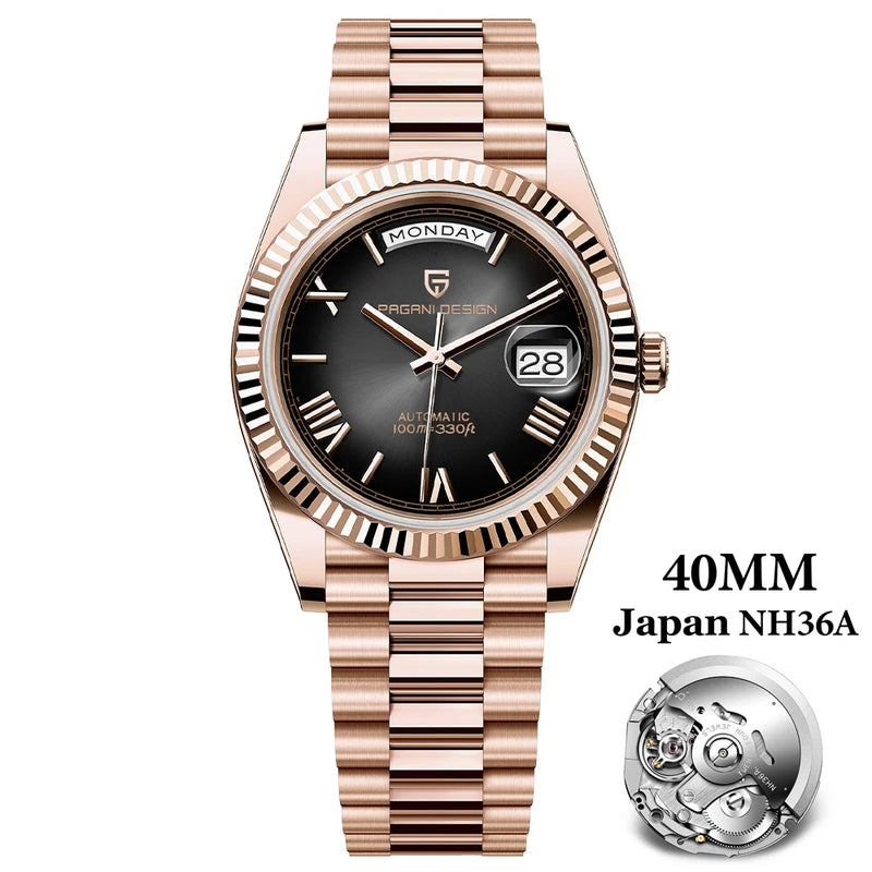 2026 New PAGANI DESIGN Rose Gold DD40 Luxury Automatic Watch Men Mechanical Wrist Watches Men Japan NH36A AR Sapphire crystal