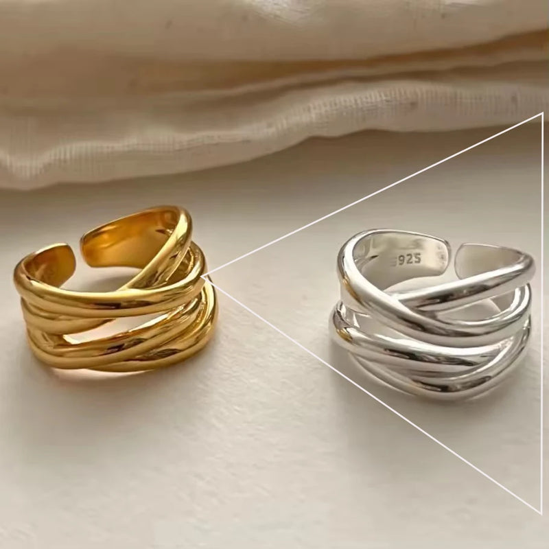 VENTFILLE 925 Sterling Silver Geometric Multilayer Round | SAMAG