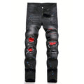 Men's Y2K Fashion Ripped Patchwork Hole Straight Black | SAMAG
