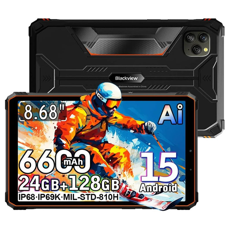 Blackview Active 5 8.68'' Rugged Tablet PC, Unisoc T615 Octa Core, 6GB+128GB, 6600mAh Battery Android 15,Mini Pad,Global Version