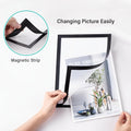 3pcs Magnetic Wall Frame, Self-Adhesive & Removable for Photos Notes, Black White Matte Minimalist Home Office Decor