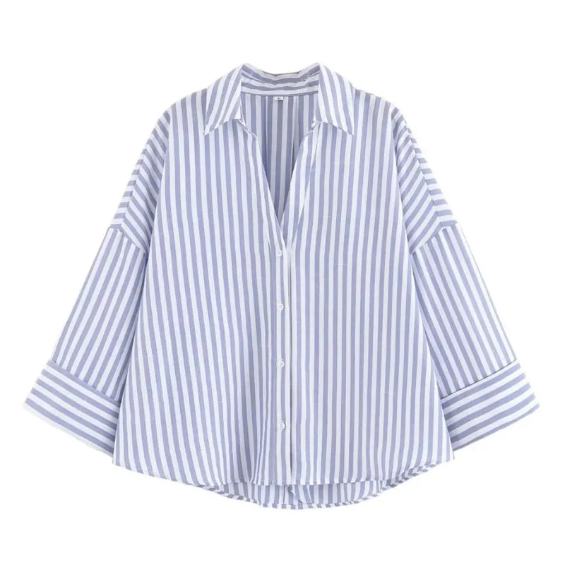 HipSeam Wide Sleeved Shirt Women Spring Asymmetric Hem Button Women's Shirts Simple Lady Johnny Collar Shirts & Blouses