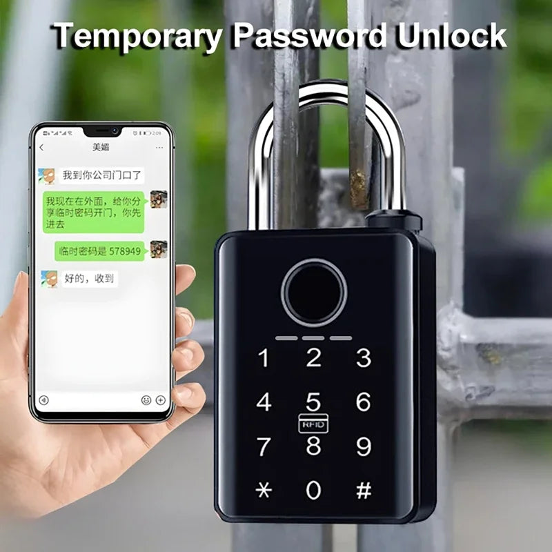 7/10mm Waterproof Tuya Padlock Fingerprint IC Card Password Electronic Lock Heavy duty Padlock for home Warehouse garage