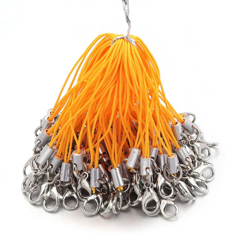 20/100PCS Strap Charm Cord Lanyard Lariat Strap Cords Lobster Clasp Rope Keychains Hooks Mobile Set Charms Jewelry Accessories