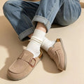 Crestar Genuine Suede Clogs For Women Fashion Cork Footbed Leather Mules Slip On With Adjustable Buckle Lady Memory Foam Slipper